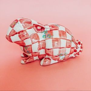 Mackenzie-Childs Quilted Bunny Bank in Pink